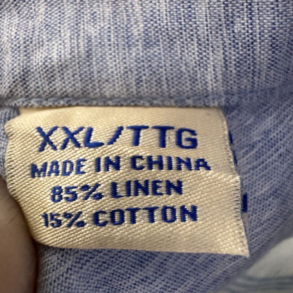 Tommy Bahama Island Modern Fit Shirt Men XXL White Tan Blue Stripe Linen Cotton - Picture 4 of 11